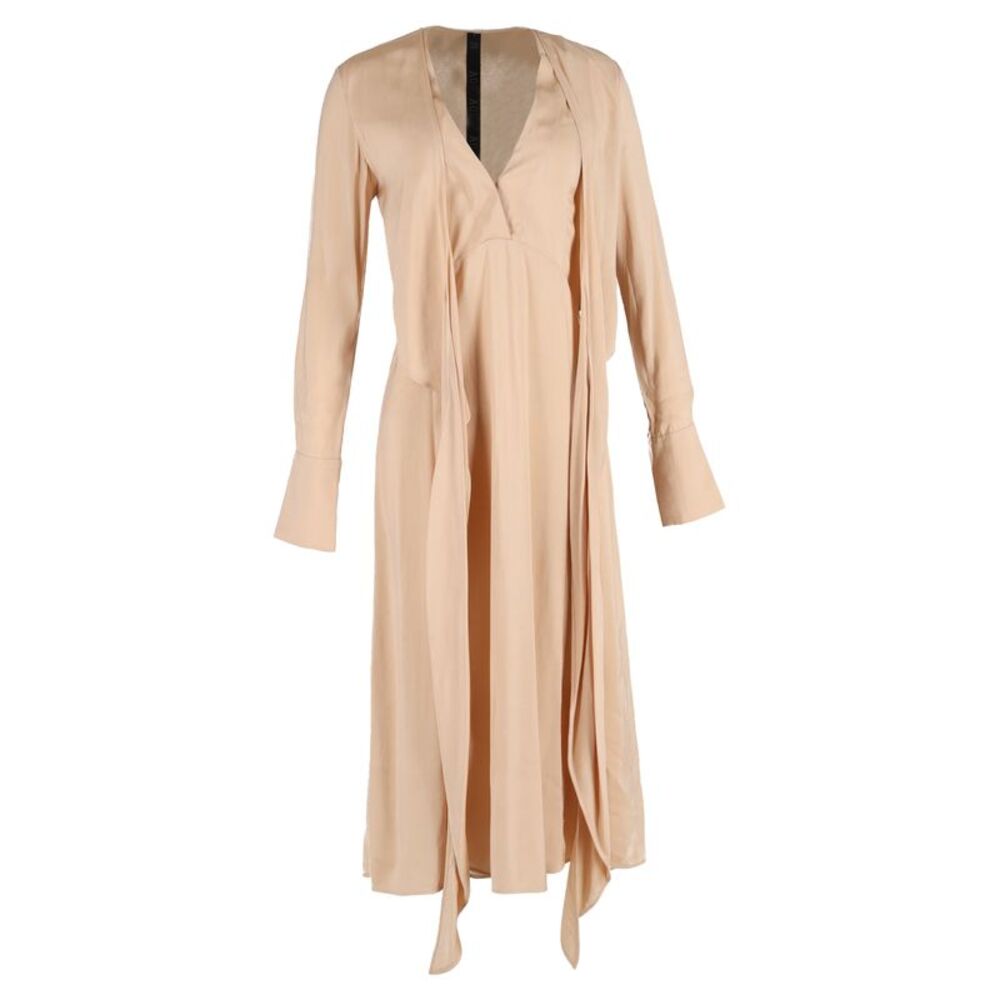 Petar Petrov Dedra Bow Detail Maxi Dress in Beige Viscose